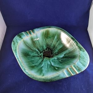 Vintage Blue Mountain Pottery Teal Blue Brown Ashtray Dish Canada Mid Ce…